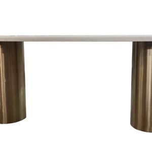 Modrest Rocky - Glam White Marble & Brush Gold Dining Table