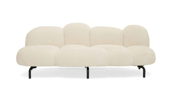 Divani Casa Glaster - Contemporary White Sherpa 88" Bubble Sofa