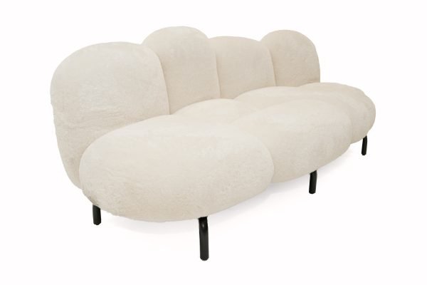 Divani Casa Glaster - Contemporary White Sherpa 88" Bubble Sofa - Image 2