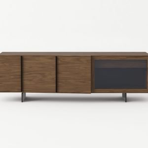 Modrest Glencoe - Modern Walnut & Grey Glass Buffet