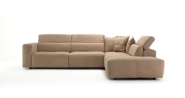 Coronelli Collezioni Grande - Italian Light Camel Leather RAF Chaise Sectional Sofa - Image 2