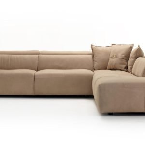 Coronelli Collezioni Grande - Italian Light Camel Leather RAF Chaise Sectional Sofa