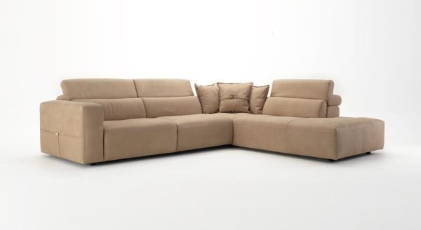 Coronelli Collezioni Grande - Italian Light Camel Leather RAF Chaise Sectional Sofa - Image 4