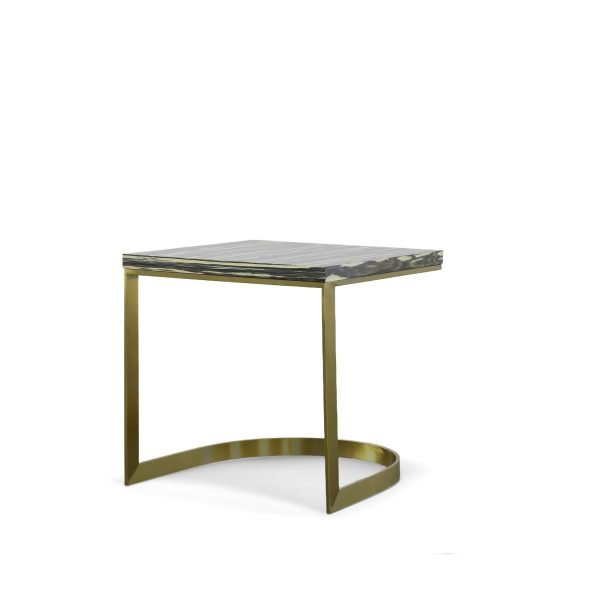 Modrest Greely - Glam Black and Gold Marble End Table - Image 2