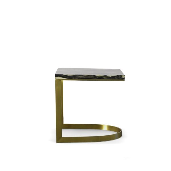 Modrest Greely - Glam Black and Gold Marble End Table - Image 3