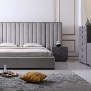 Califonia King Modrest Buckley - Grey & Black Stainless Steel Bedroom Set