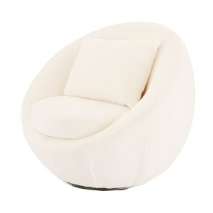 Modrest Gypsum - Modern White Swivel Accent Chair
