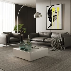 Divani Casa Harvest - Modern Grey Full Leather Sofa Set