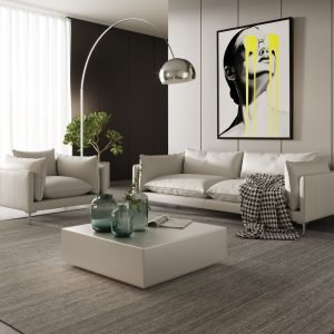 Divani Casa Harvest - Modern White Full Leather Sofa Set