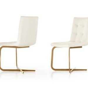 Haslet - Modern White & Rosegold Dining Chair (Set of 2)