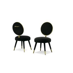 Modrest Haswell - Glam Black Velvet Accent Chair (Set of Two)