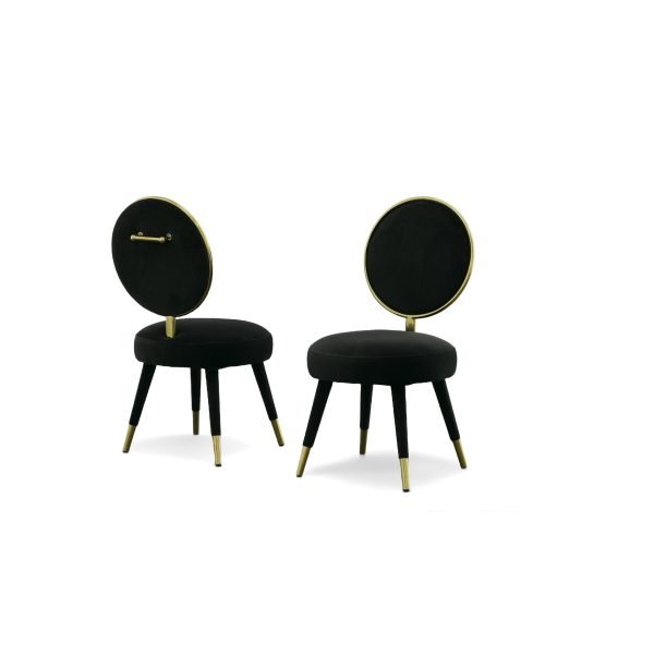 Modrest Haswell - Glam Black Velvet Accent Chair (Set of Two)