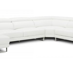 Divani Casa Hawkey - Contemporary White Full Leather U Shaped Left Facing Sectional Sofa