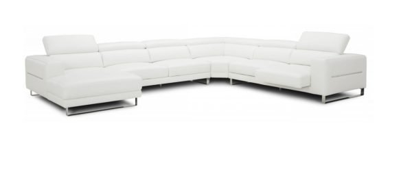 Divani Casa Hawkey - Contemporary White Full Leather U Shaped Left Facing Sectional Sofa - Image 2