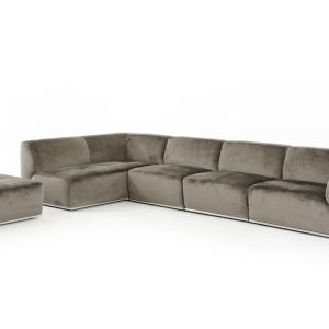 Divani Casa Hawthorn - Modern Grey Fabric Modular Left Facing Sectional Sofa + Ottoman