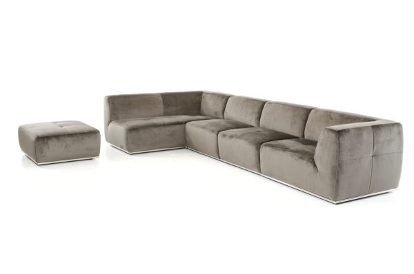 Divani Casa Hawthorn - Modern Grey Fabric Modular Left Facing Sectional Sofa + Ottoman - Image 3