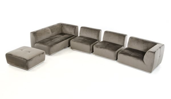 Divani Casa Hawthorn - Modern Grey Fabric Modular Left Facing Sectional Sofa + Ottoman - Image 5