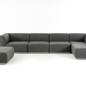 Divani Casa Hawthorn - Modern Grey Fabric Modular Right Facing Sectional Sofa + Ottoman