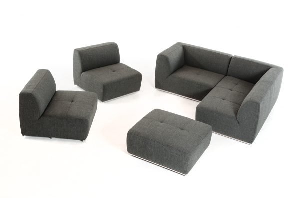 Divani Casa Hawthorn - Modern Grey Fabric Modular Right Facing Sectional Sofa + Ottoman - Image 3