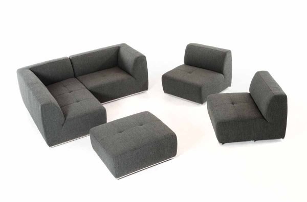 Divani Casa Hawthorn - Modern Grey Fabric Modular Left Facing Chaise Sectional Sofa + Ottoman - Image 3