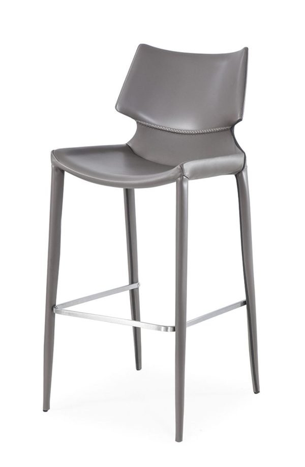 Modrest Hayes Modern Grey Eco-Leather Bar Stool (Set of 2)