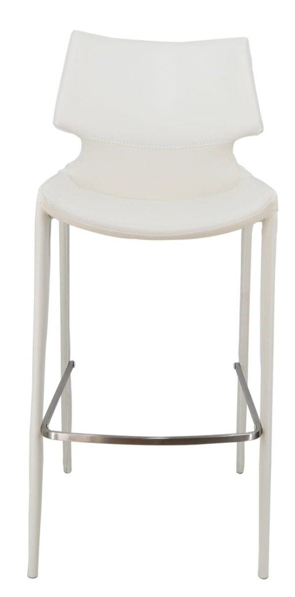 Modrest Hayes Modern White Eco-Leather Bar Stool (Set of 2) - Image 2