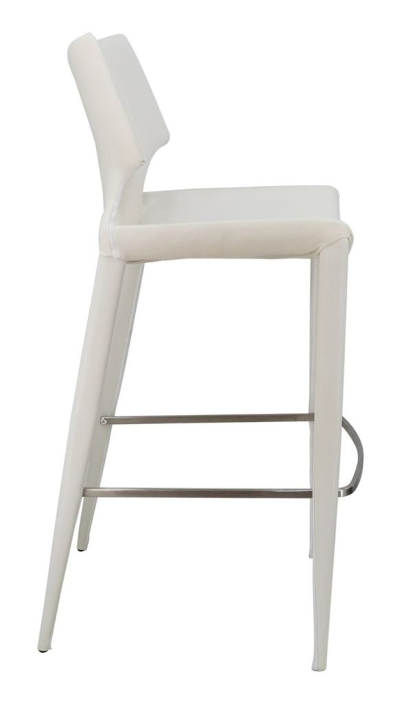 Modrest Hayes Modern White Eco-Leather Bar Stool (Set of 2) - Image 3