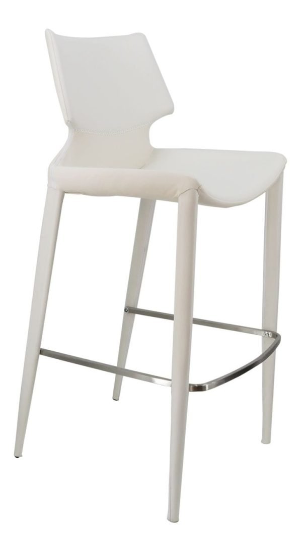 Modrest Hayes Modern White Eco-Leather Bar Stool (Set of 2) - Image 4