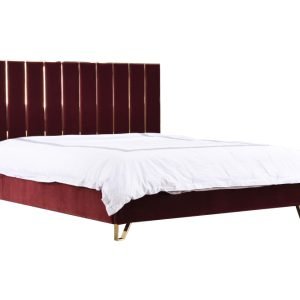 Divani Casa Reyes Modern Red Velvet & Gold Bed