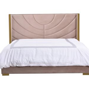 Eastern King Divani Casa Visalia Modern Beige Velvet & Gold Bed