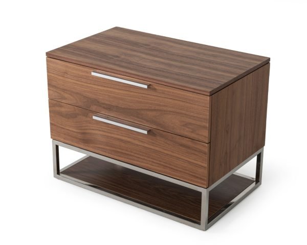 Modrest Heloise - Contemporary Walnut & Stainless Steel Nightstand - Image 2