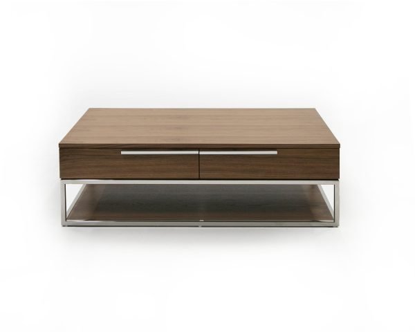 Modrest Heloise - Modern Walnut and Stainless Steel Coffee Table - Image 3