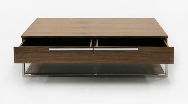 Modrest Heloise - Modern Walnut and Stainless Steel Coffee Table - Image 2
