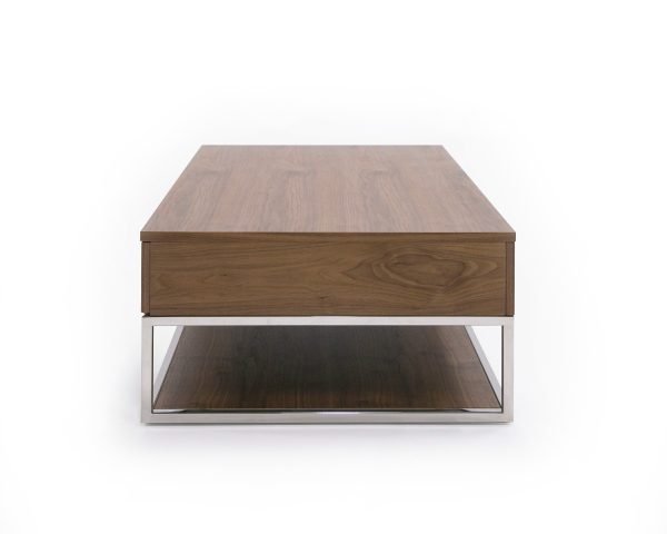 Modrest Heloise - Modern Walnut and Stainless Steel Coffee Table - Image 4