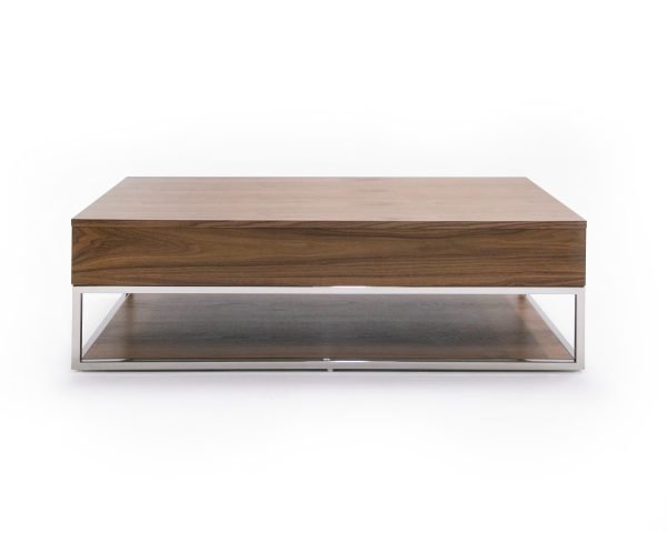 Modrest Heloise - Modern Walnut and Stainless Steel Coffee Table - Image 5