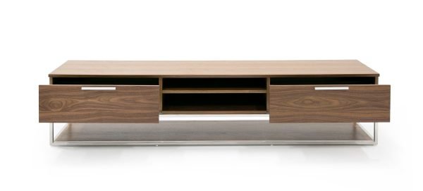 Modrest Heloise - Modern Walnut and Stainless Steel TV Stand - Image 2