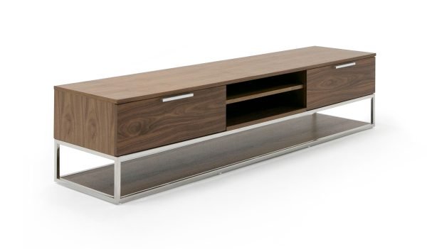 Modrest Heloise - Modern Walnut and Stainless Steel TV Stand - Image 3