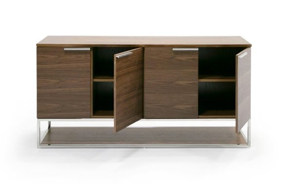 Modrest Heloise - Modern Walnut and Stainless Steel Buffet - Image 3