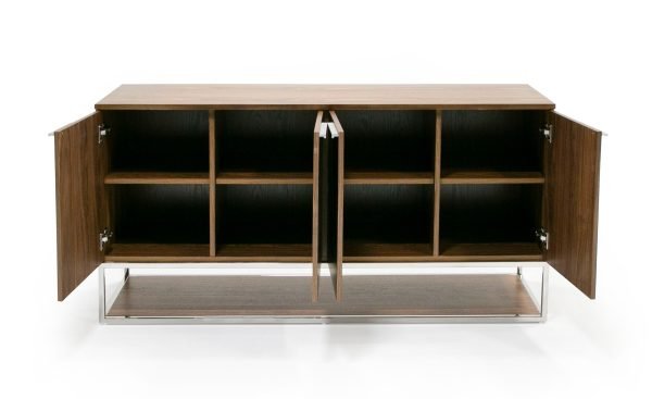 Modrest Heloise - Modern Walnut and Stainless Steel Buffet - Image 4