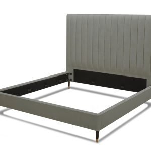Modrest Hemlock - Modern Grey Velvet Bed