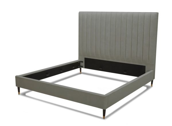 Modrest Hemlock - Modern Grey Velvet Bed