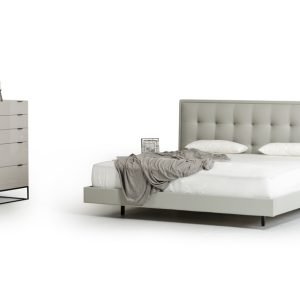 Modrest Hera Modern Grey Leatherette Bed