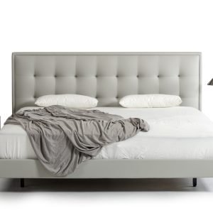 Queen Modrest Hera Modern Grey Leatherette Bed