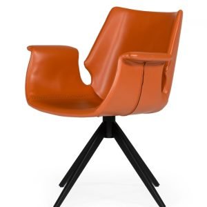 Modrest Hiawatha - Modern Cognac Eco-Leather Dining Chair