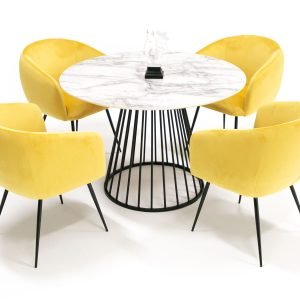 Modrest Holly - Modern Round White and Black Dining Table