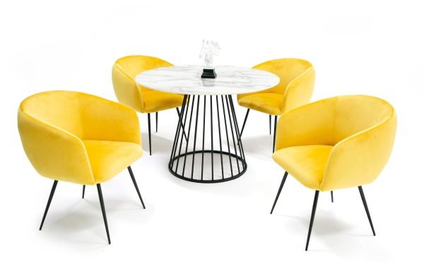 Modrest Holly - Modern Round White and Black Dining Table - Image 4