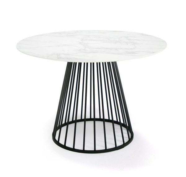 Modrest Holly - Modern Round White and Black Dining Table - Image 2