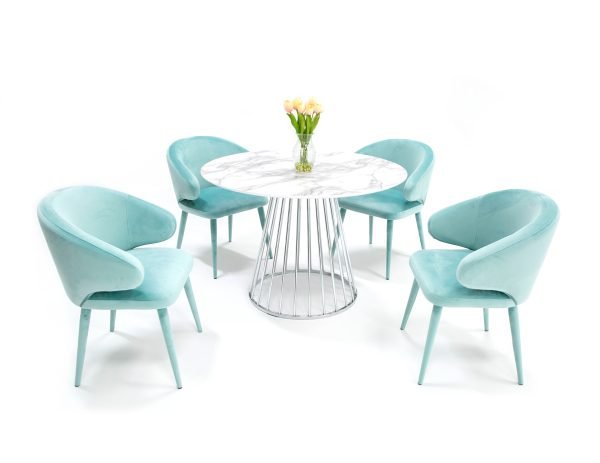 Modrest Holly - Modern White and Silver Round Dining Table - Image 4