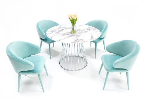 Modrest Holly - Modern White and Silver Round Dining Table - Image 3