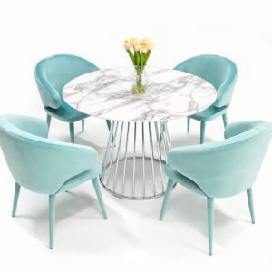 Modrest Holly - Modern White and Silver Round Dining Table